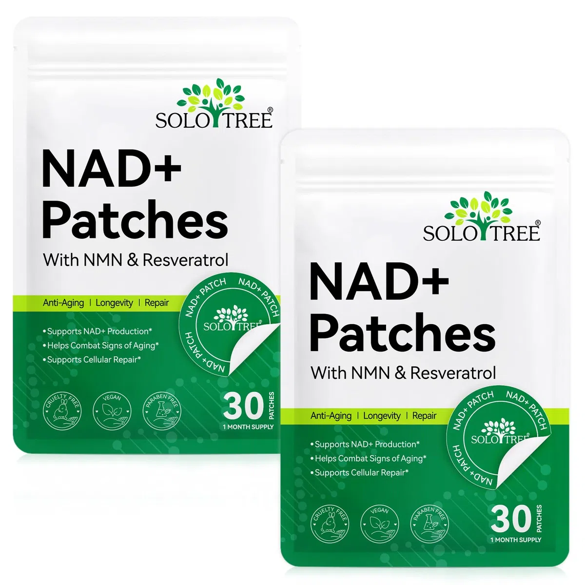 Patch NAD+ 30 pezzi – Cerotti anti-invecchiamento per la pelle al resveratrolo, patch di aumento energetico di 8 ore con NAC e CoQ10, supplemento NAD transdermico per il rinnovamento cellulare (60P)