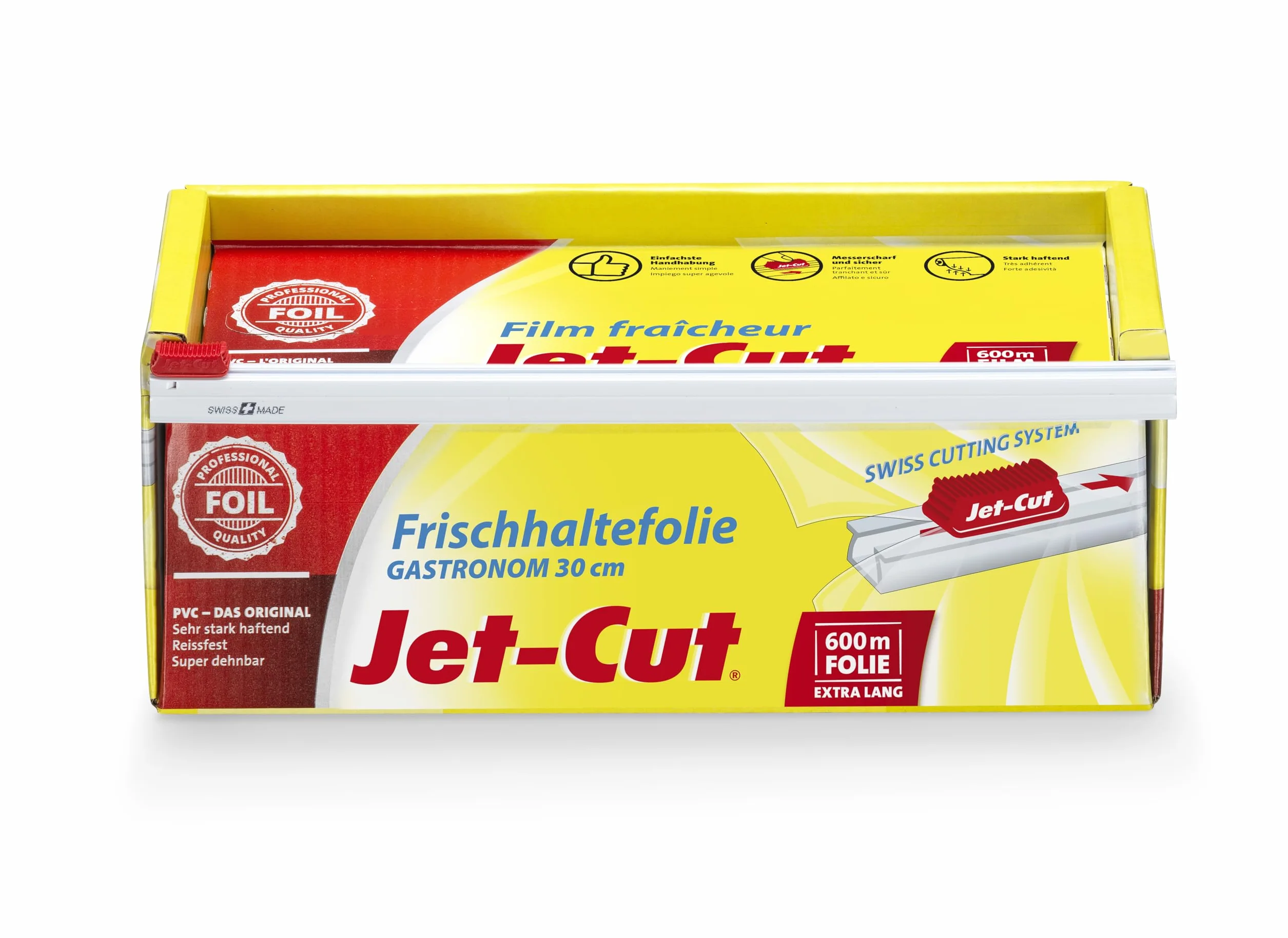 Pellicola per alimenti Jet-Cut da tagliare, gastonomia 30cm x 600m,PVC trasparente 2260g